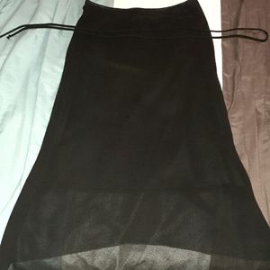 Asymmetrical, high-low, sheer skirt